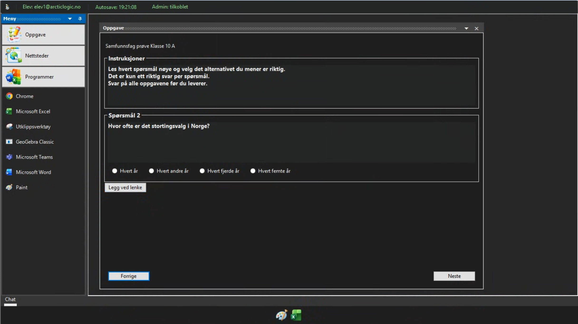 SafeStudy Shell med oppgavevisning